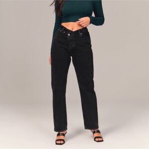 Abercrombie & Fitch The Dad High Rise Black Curve Love Criss Cross Jean Size 4